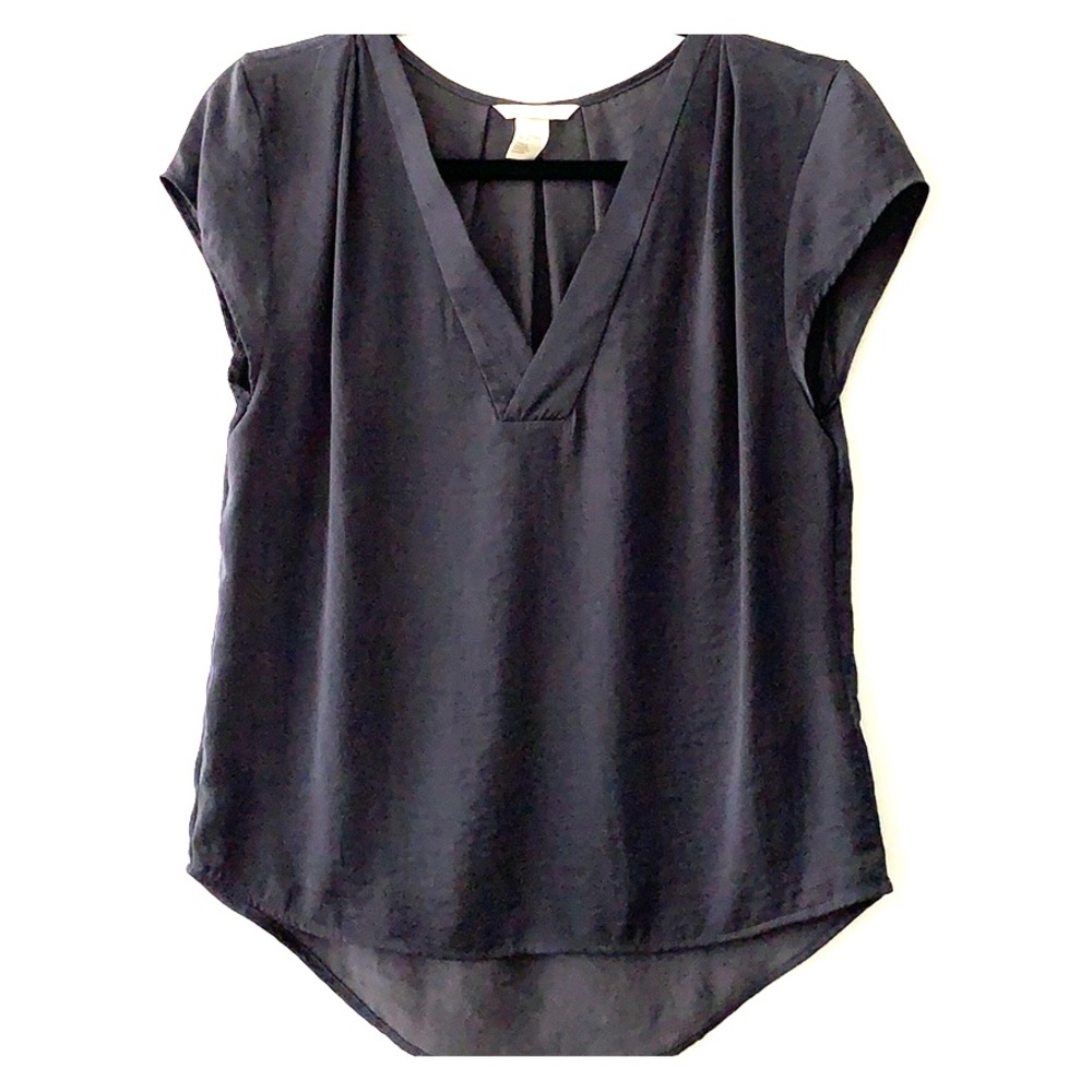 H&M navy blue short sleeve blouse